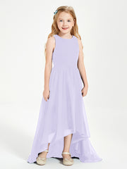 Asymmetrical Junior Bridesmaid Dresses with Scoop Neckline Lilac