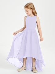 Asymmetrical Junior Bridesmaid Dresses with Scoop Neckline Lilac