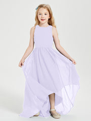 Asymmetrical Junior Bridesmaid Dresses with Scoop Neckline Lilac