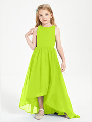 Asymmetrical Junior Bridesmaid Dresses with Scoop Neckline Lime Green