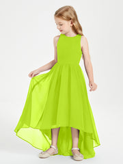 Asymmetrical Junior Bridesmaid Dresses with Scoop Neckline Lime Green