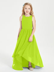 Asymmetrical Junior Bridesmaid Dresses with Scoop Neckline Lime Green