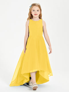 Asymmetrical Junior Bridesmaid Dresses with Scoop Neckline Marigold