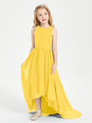 Asymmetrical Junior Bridesmaid Dresses with Scoop Neckline Marigold