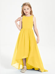 Asymmetrical Junior Bridesmaid Dresses with Scoop Neckline Marigold