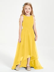 Asymmetrical Junior Bridesmaid Dresses with Scoop Neckline Marigold