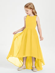 Asymmetrical Junior Bridesmaid Dresses with Scoop Neckline Marigold