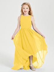 Asymmetrical Junior Bridesmaid Dresses with Scoop Neckline Marigold