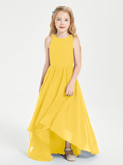 Asymmetrical Junior Bridesmaid Dresses with Scoop Neckline Marigold