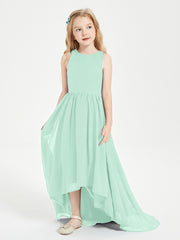 Asymmetrical Junior Bridesmaid Dresses with Scoop Neckline Mint Green