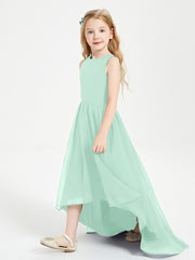 Asymmetrical Junior Bridesmaid Dresses with Scoop Neckline Mint Green