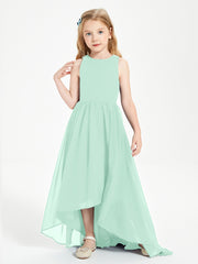 Asymmetrical Junior Bridesmaid Dresses with Scoop Neckline Mint Green