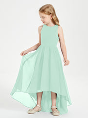 Asymmetrical Junior Bridesmaid Dresses with Scoop Neckline Mint Green