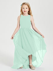 Asymmetrical Junior Bridesmaid Dresses with Scoop Neckline Mint Green