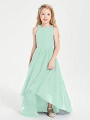 Asymmetrical Junior Bridesmaid Dresses with Scoop Neckline Mint Green