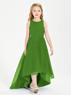 Asymmetrical Junior Bridesmaid Dresses with Scoop Neckline Moss