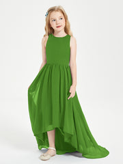 Asymmetrical Junior Bridesmaid Dresses with Scoop Neckline Moss