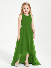 Asymmetrical Junior Bridesmaid Dresses with Scoop Neckline Moss