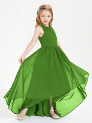 Asymmetrical Junior Bridesmaid Dresses with Scoop Neckline Moss