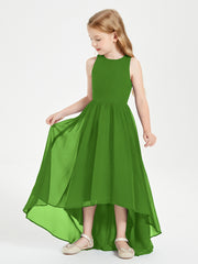 Asymmetrical Junior Bridesmaid Dresses with Scoop Neckline Moss