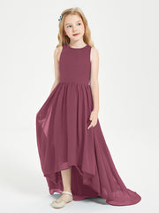 Asymmetrical Junior Bridesmaid Dresses with Scoop Neckline Mulberry