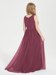 Asymmetrical Junior Bridesmaid Dresses with Scoop Neckline Mulberry
