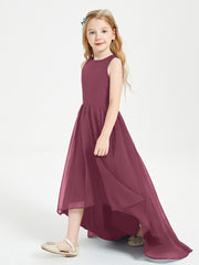 Asymmetrical Junior Bridesmaid Dresses with Scoop Neckline Mulberry