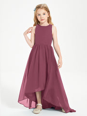 Asymmetrical Junior Bridesmaid Dresses with Scoop Neckline Mulberry