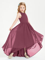 Asymmetrical Junior Bridesmaid Dresses with Scoop Neckline Mulberry