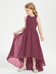 Asymmetrical Junior Bridesmaid Dresses with Scoop Neckline Mulberry