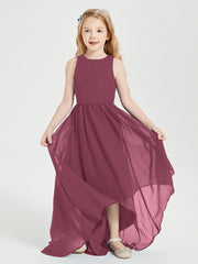 Asymmetrical Junior Bridesmaid Dresses with Scoop Neckline Mulberry
