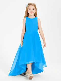 Asymmetrical Junior Bridesmaid Dresses with Scoop Neckline Ocean Blue