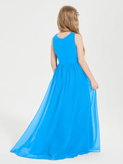 Asymmetrical Junior Bridesmaid Dresses with Scoop Neckline Ocean Blue