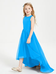 Asymmetrical Junior Bridesmaid Dresses with Scoop Neckline Ocean Blue
