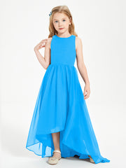 Asymmetrical Junior Bridesmaid Dresses with Scoop Neckline Ocean Blue