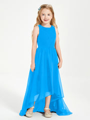 Asymmetrical Junior Bridesmaid Dresses with Scoop Neckline Ocean Blue