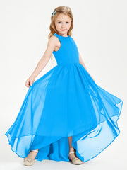 Asymmetrical Junior Bridesmaid Dresses with Scoop Neckline Ocean Blue
