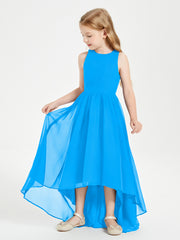 Asymmetrical Junior Bridesmaid Dresses with Scoop Neckline Ocean Blue