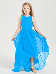 Asymmetrical Junior Bridesmaid Dresses with Scoop Neckline Ocean Blue