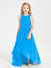 Asymmetrical Junior Bridesmaid Dresses with Scoop Neckline Ocean Blue