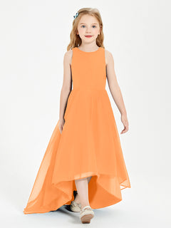 Asymmetrical Junior Bridesmaid Dresses with Scoop Neckline Orange