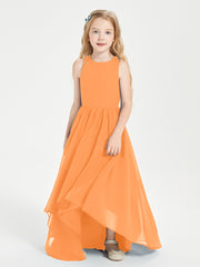 Asymmetrical Junior Bridesmaid Dresses with Scoop Neckline Orange