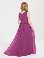 Asymmetrical Junior Bridesmaid Dresses with Scoop Neckline Orchid