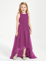 Asymmetrical Junior Bridesmaid Dresses with Scoop Neckline Orchid