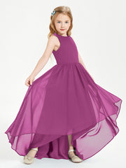 Asymmetrical Junior Bridesmaid Dresses with Scoop Neckline Orchid