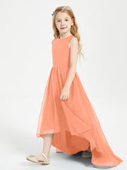 Asymmetrical Junior Bridesmaid Dresses with Scoop Neckline Papaya