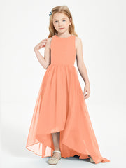 Asymmetrical Junior Bridesmaid Dresses with Scoop Neckline Papaya