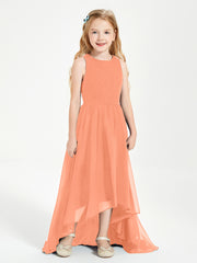 Asymmetrical Junior Bridesmaid Dresses with Scoop Neckline Papaya