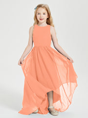 Asymmetrical Junior Bridesmaid Dresses with Scoop Neckline Papaya