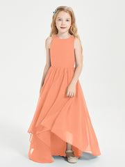 Asymmetrical Junior Bridesmaid Dresses with Scoop Neckline Papaya